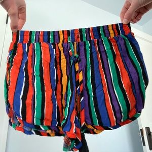 festival style bright colored shorts